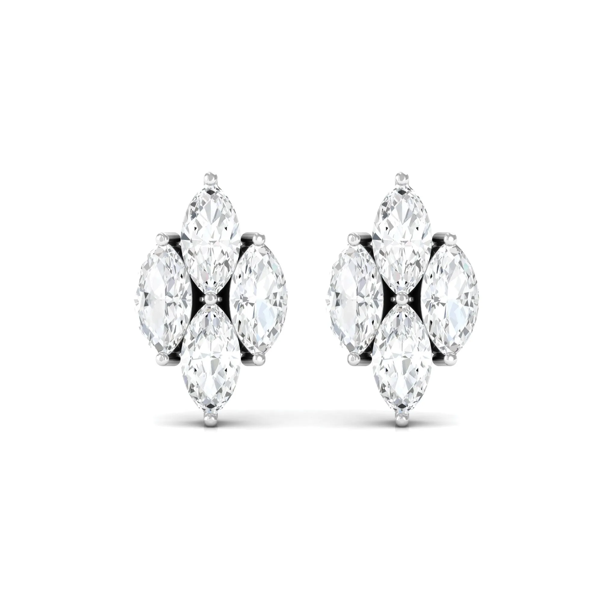 1 CT Marquise Zircon Gold Stud Earrings in Prong Setting