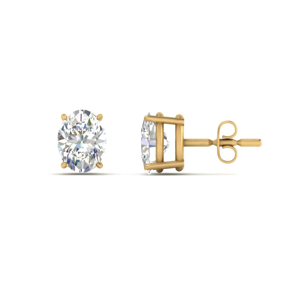 1/2 To 5 Ctw Oval Basket Prong Lab Diamond Stud Earring 14K Gold