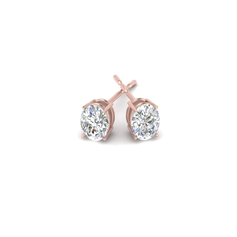 1/2 To 5 Ctw Oval Basket Prong Lab Diamond Stud Earring 14K Gold