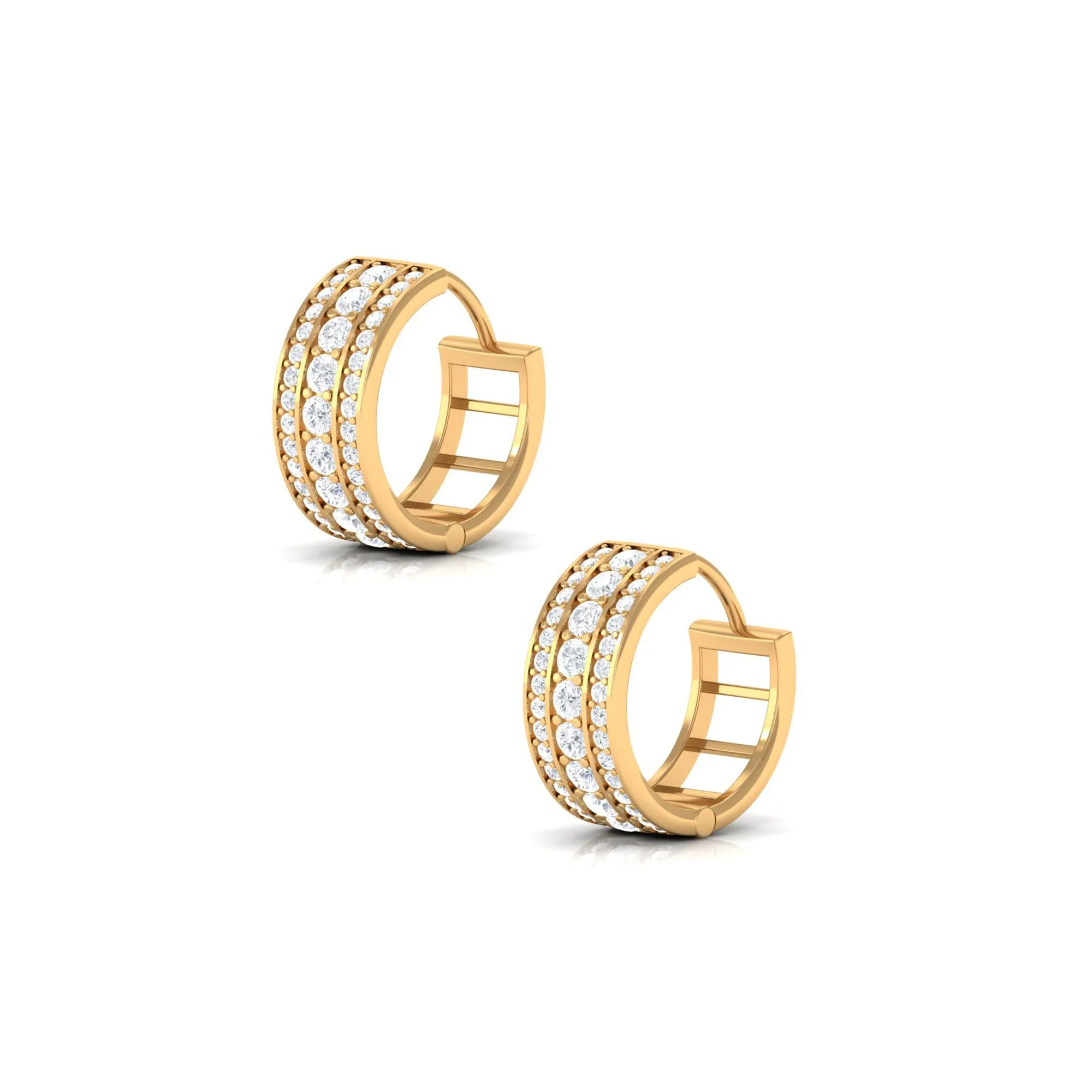 1.25 CT Round Cut Cubic Zirconia Small Hoop Earrings in Gold