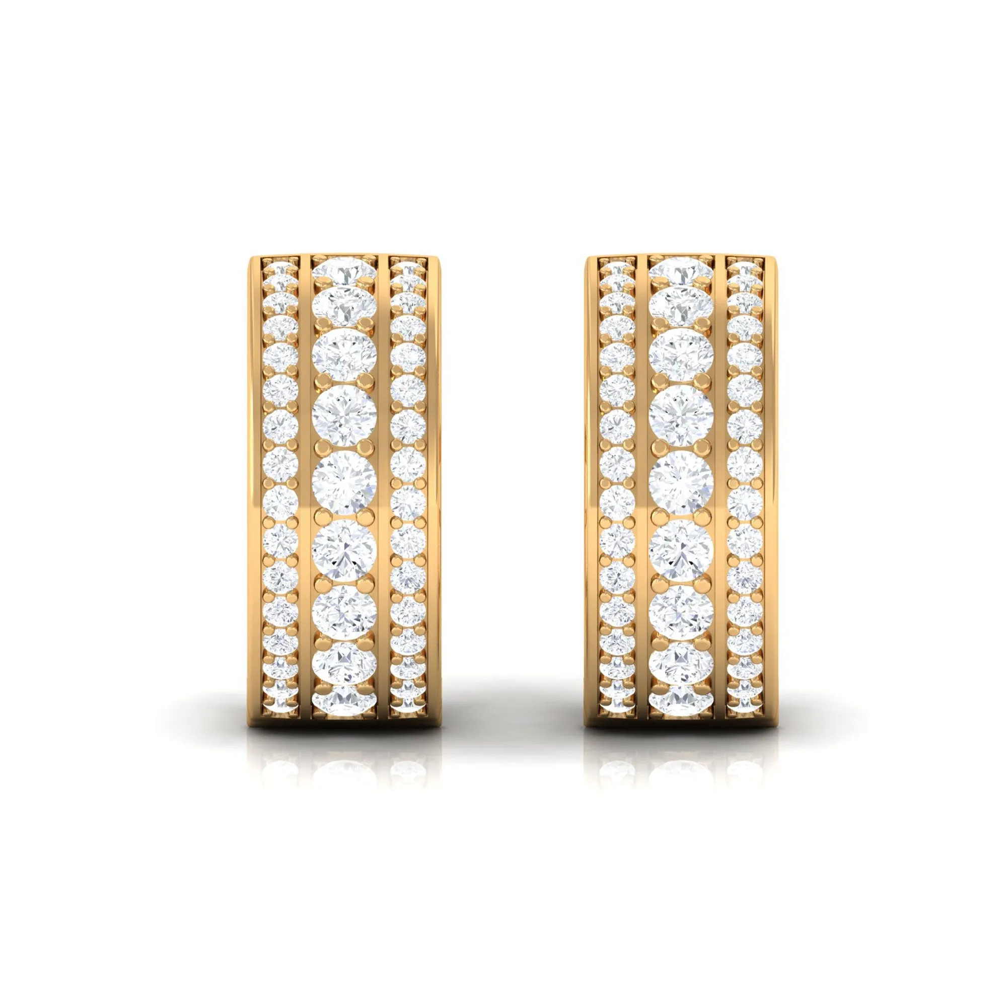 1.25 CT Round Cut Cubic Zirconia Small Hoop Earrings in Gold