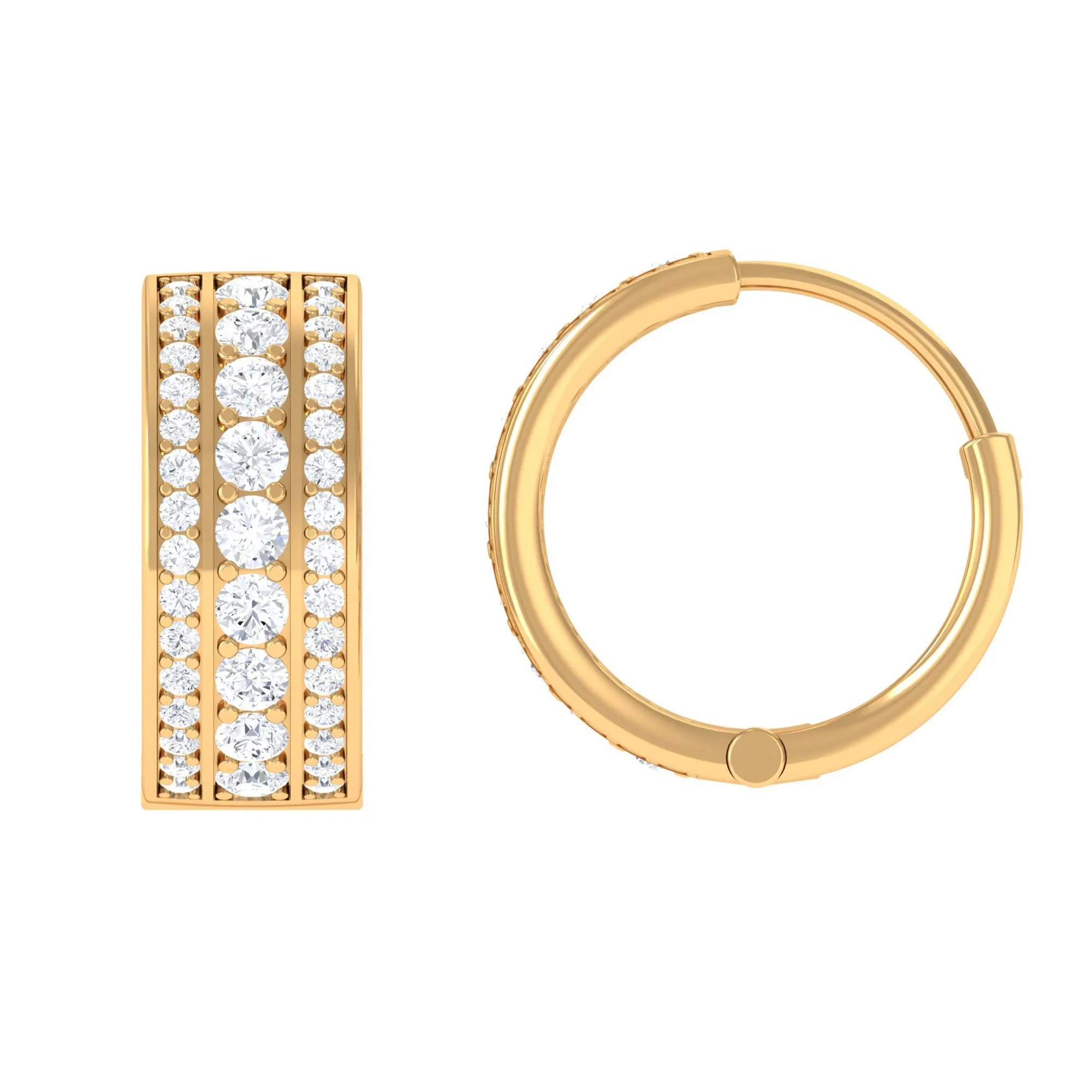 1.25 CT Round Cut Cubic Zirconia Small Hoop Earrings in Gold