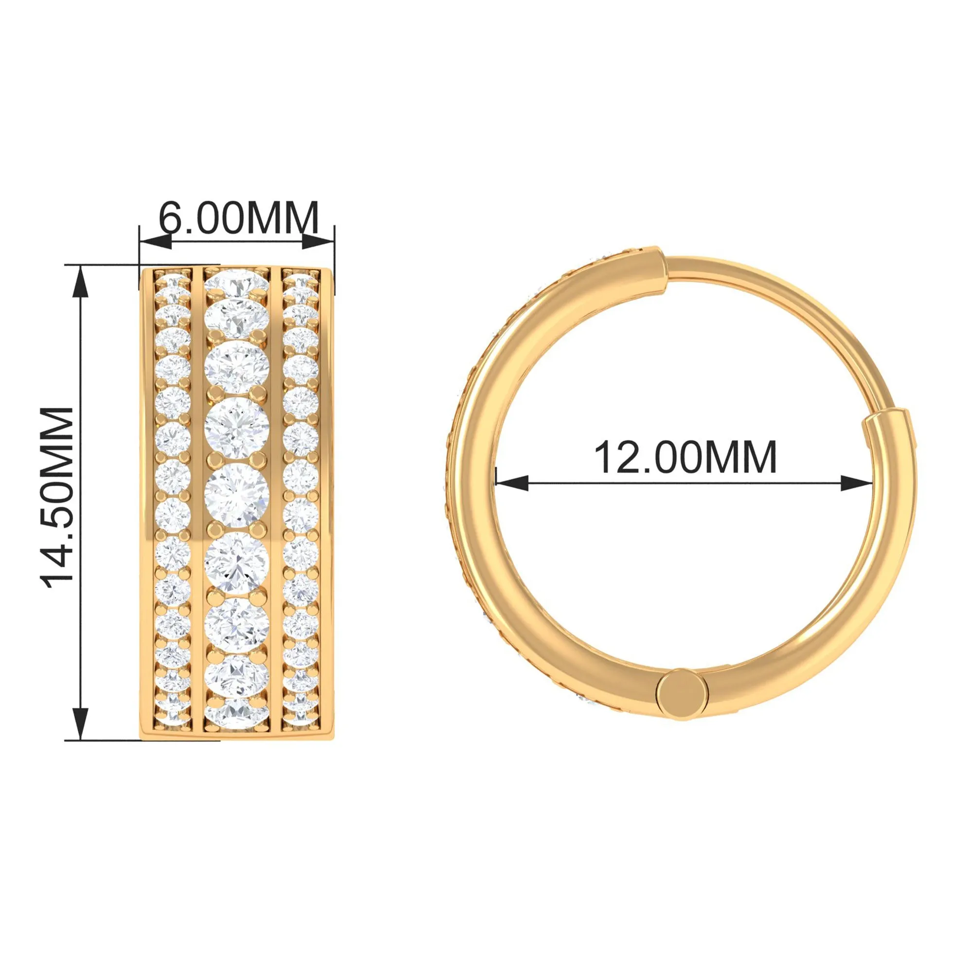 1.25 CT Round Cut Cubic Zirconia Small Hoop Earrings in Gold