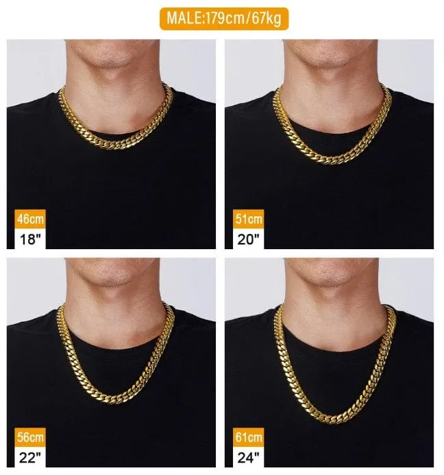 12mm Cuban Iced clasp chain - gold
