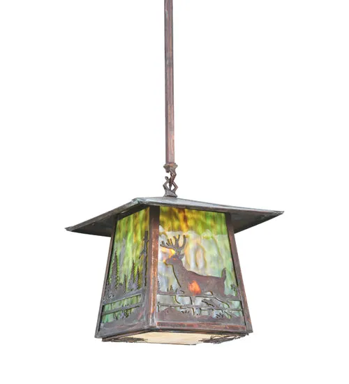 12"Sq Stillwater Deer Creek Wildlife Outdoor Pendant