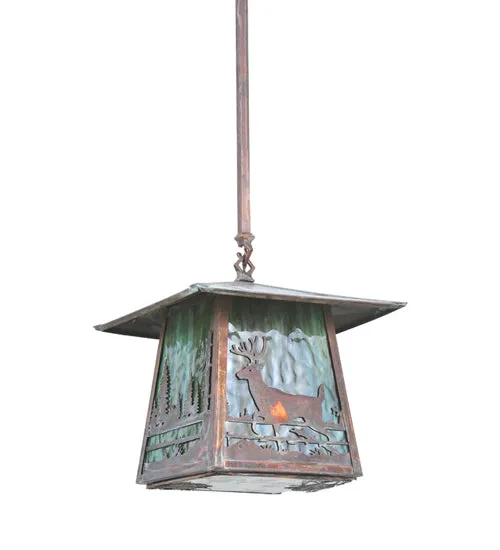 12"Sq Stillwater Deer Creek Wildlife Outdoor Pendant
