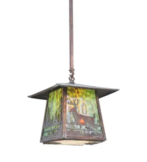 12"Sq Stillwater Deer Creek Wildlife Outdoor Pendant
