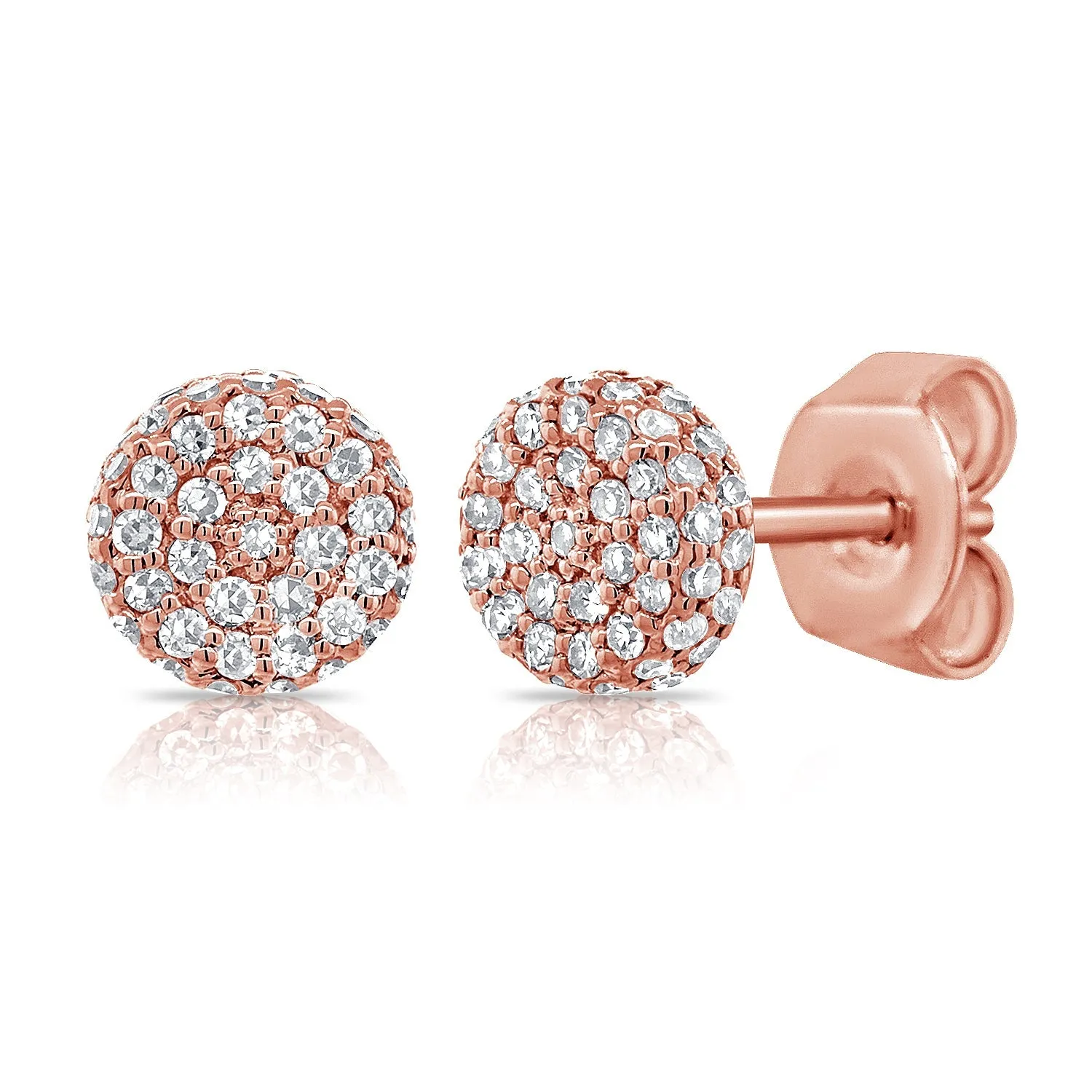 14k Gold & Diamond Circle Disc Stud Earrings - 0.33ct