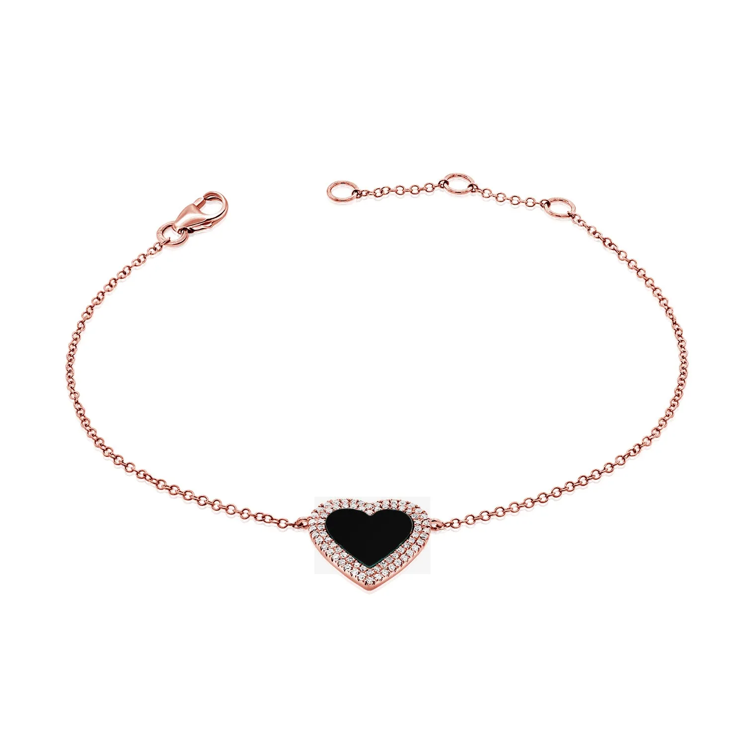 14k Gold & Diamond Heart Bracelet -D0.16