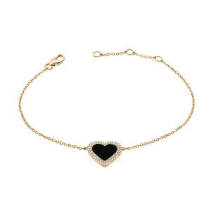 14k Gold & Diamond Heart Bracelet -D0.16