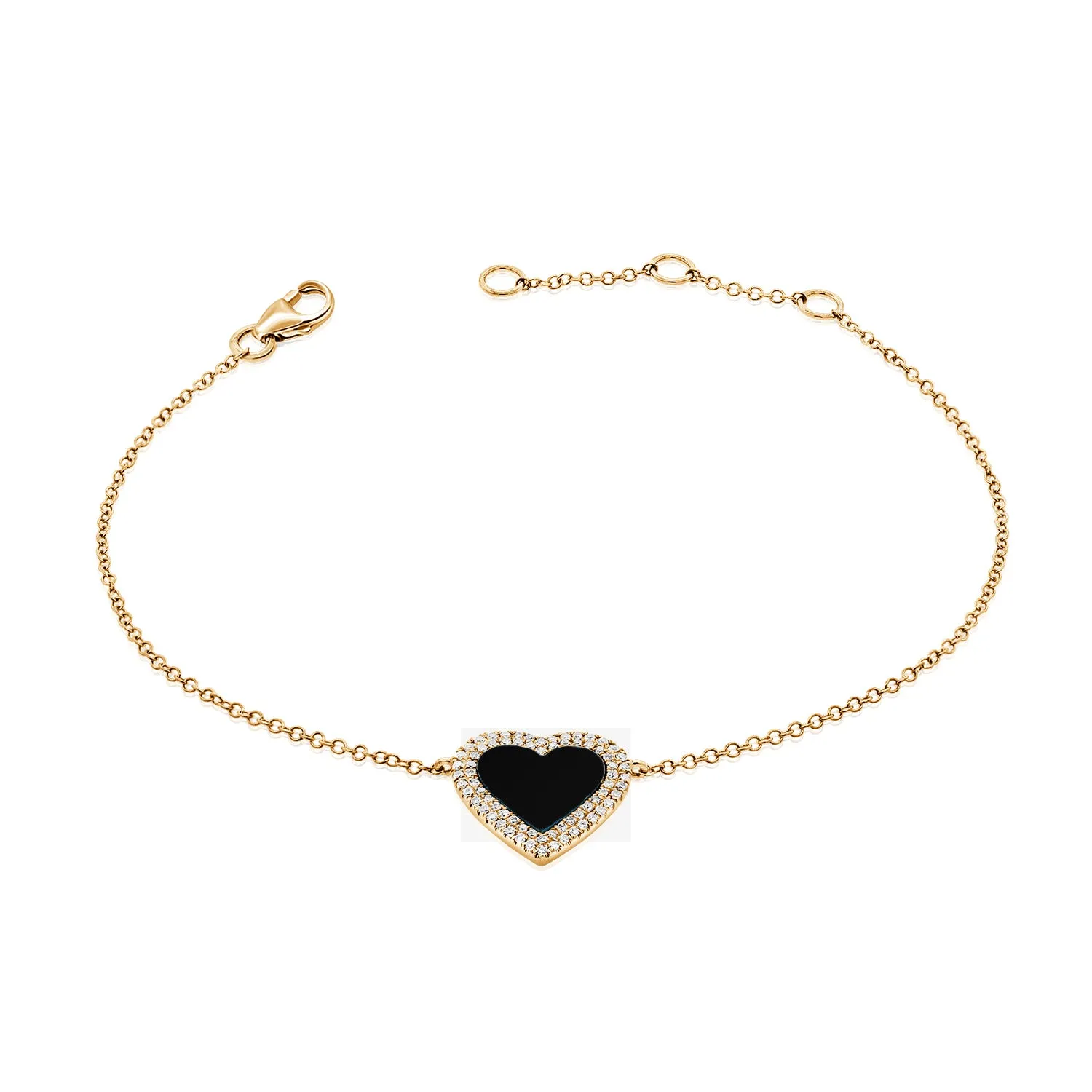 14k Gold & Diamond Heart Bracelet -D0.16
