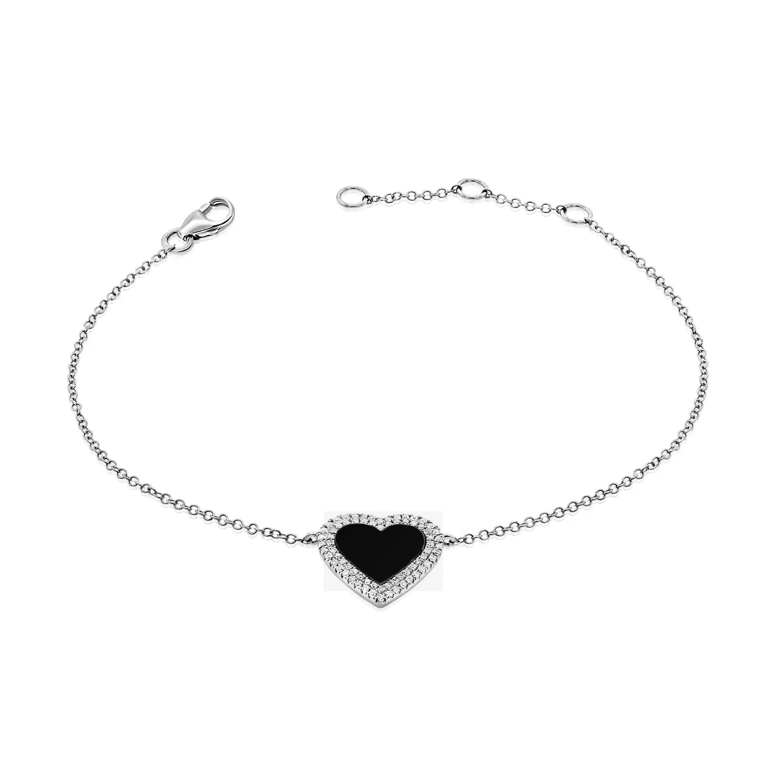 14k Gold & Diamond Heart Bracelet -D0.16