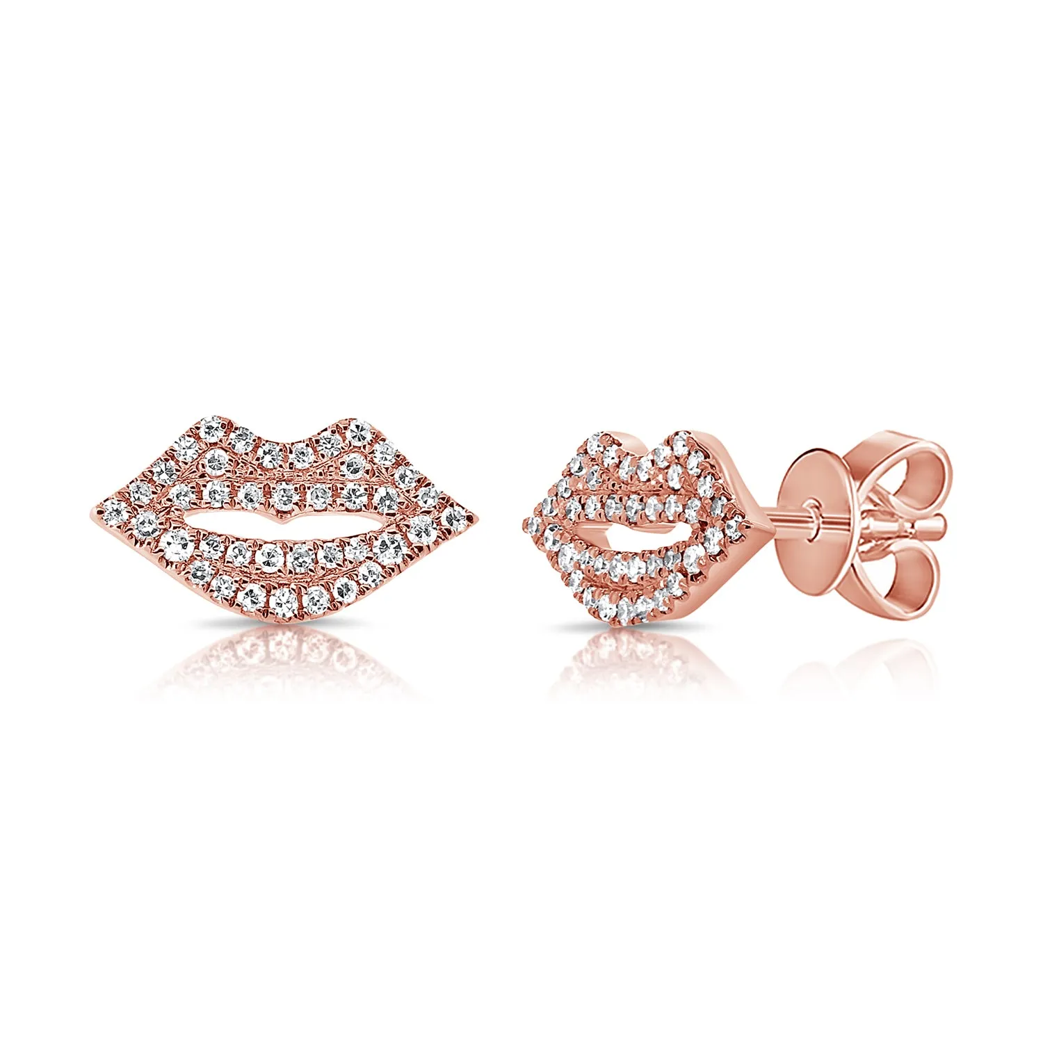 14k Gold & Diamond Lips Studs - 0.18ct