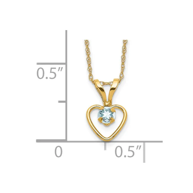 14k Madi K 3mm Aquamarine Heart Birthstone Necklace