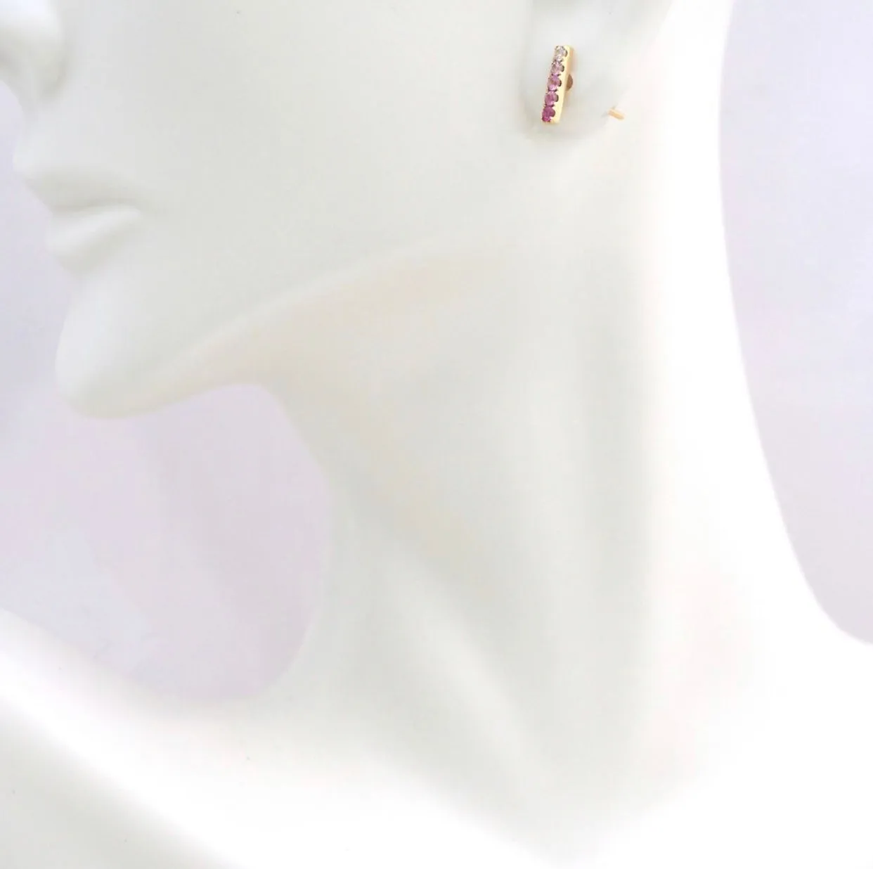 14kt Pink Sapphire Ombré Bar Earrings