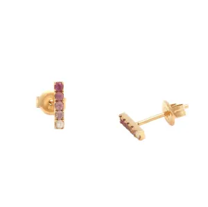 14kt Pink Sapphire Ombré Bar Earrings