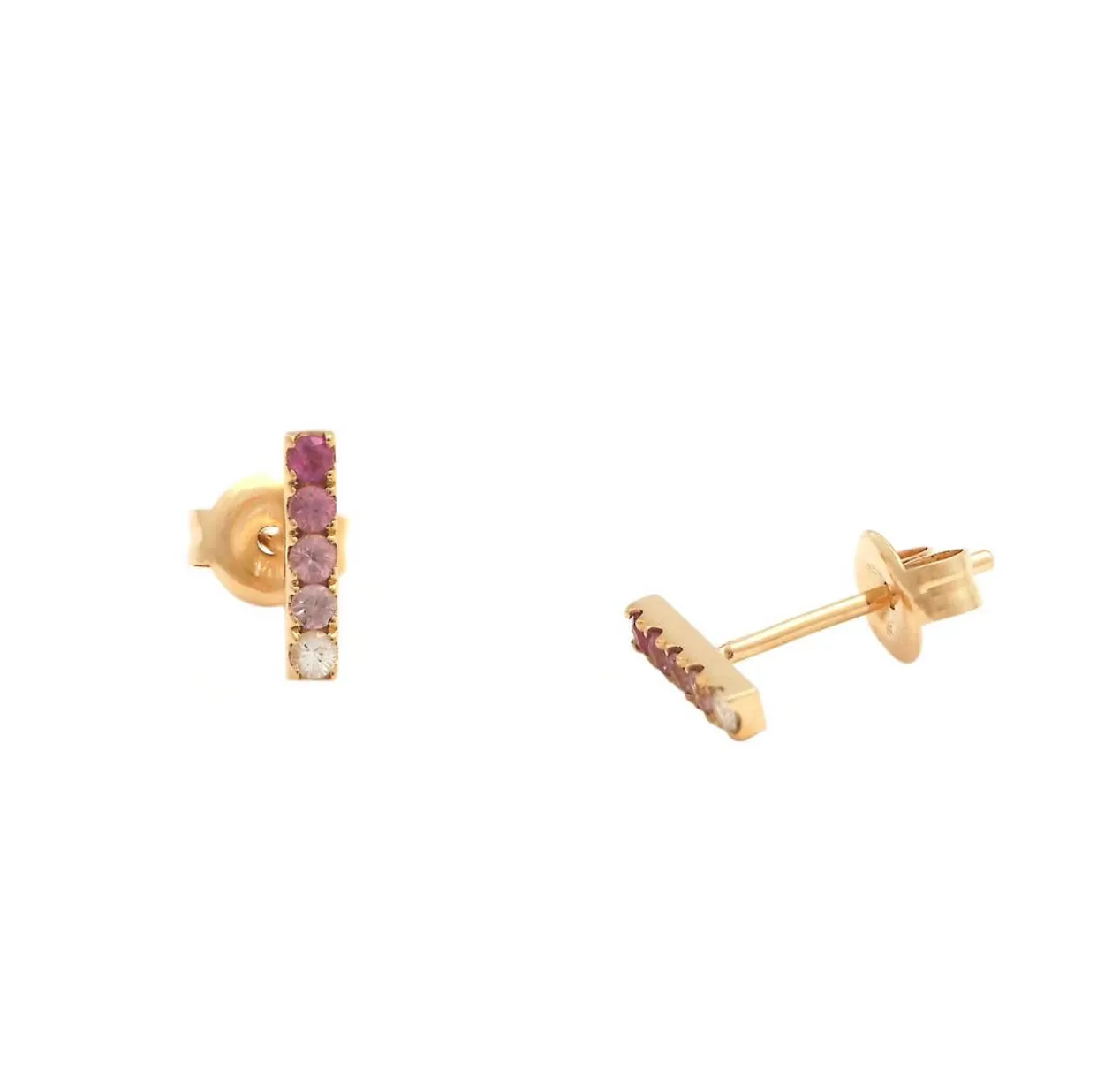 14kt Pink Sapphire Ombré Bar Earrings