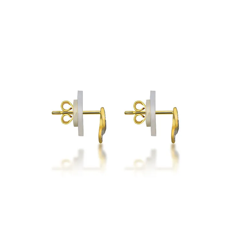 18k Gold Ribbon Stud Diamond Earring
