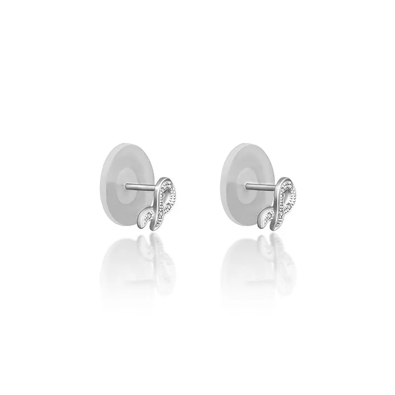 18k Gold Ribbon Stud Diamond Earring