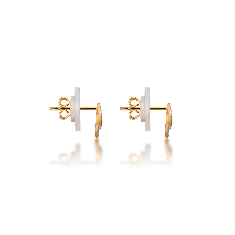 18k Gold Ribbon Stud Diamond Earring
