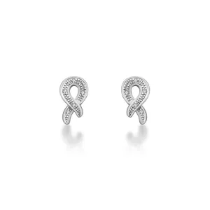 18k Gold Ribbon Stud Diamond Earring