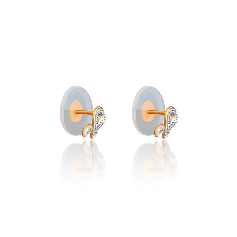 18k Gold Ribbon Stud Diamond Earring