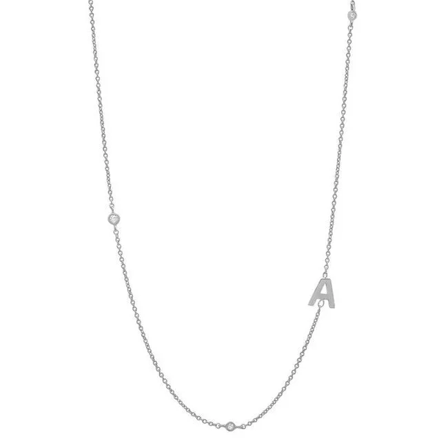 18K Silver Gold Plain Pendant Choker Letter Charm
