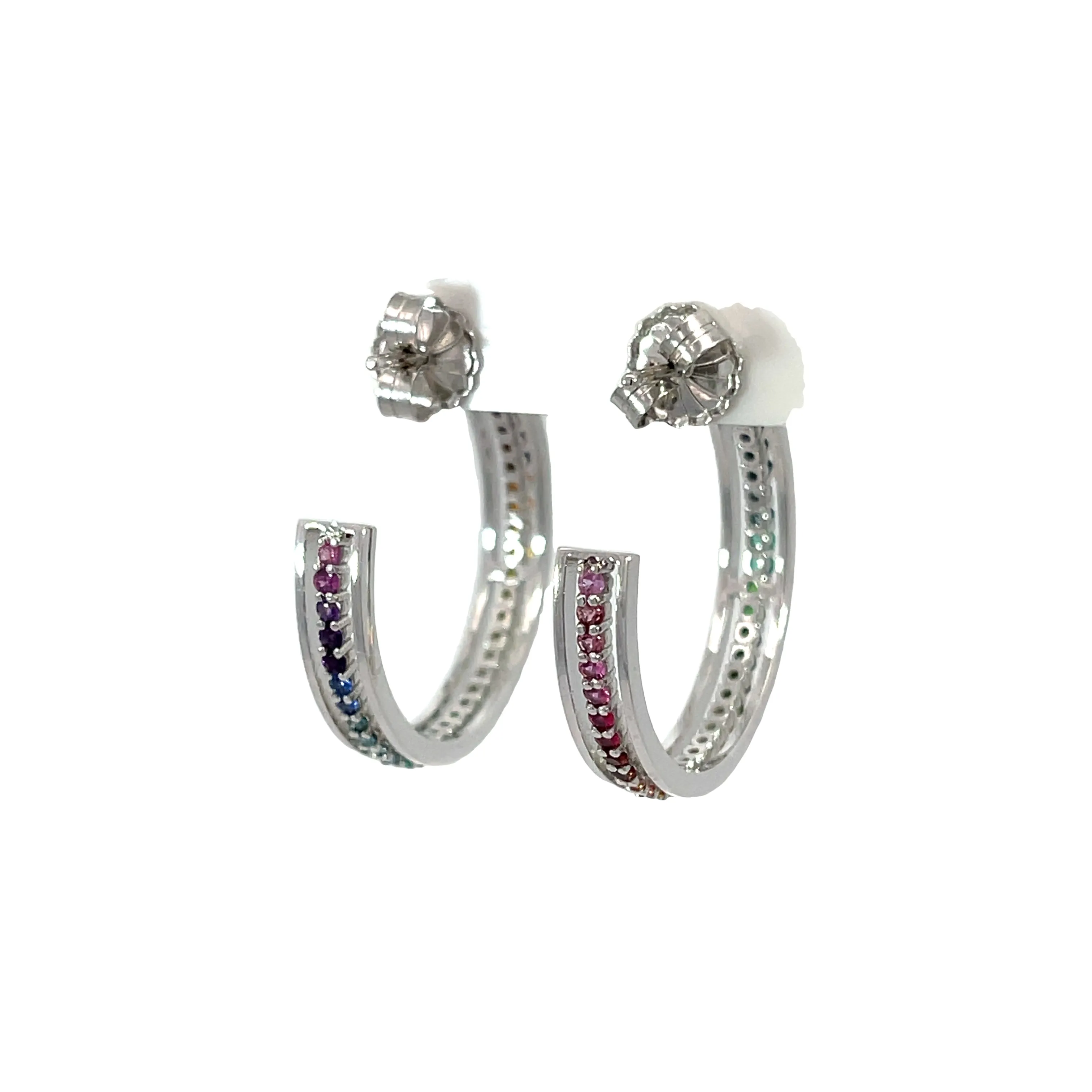 18k White Gold "Equality" Hoops