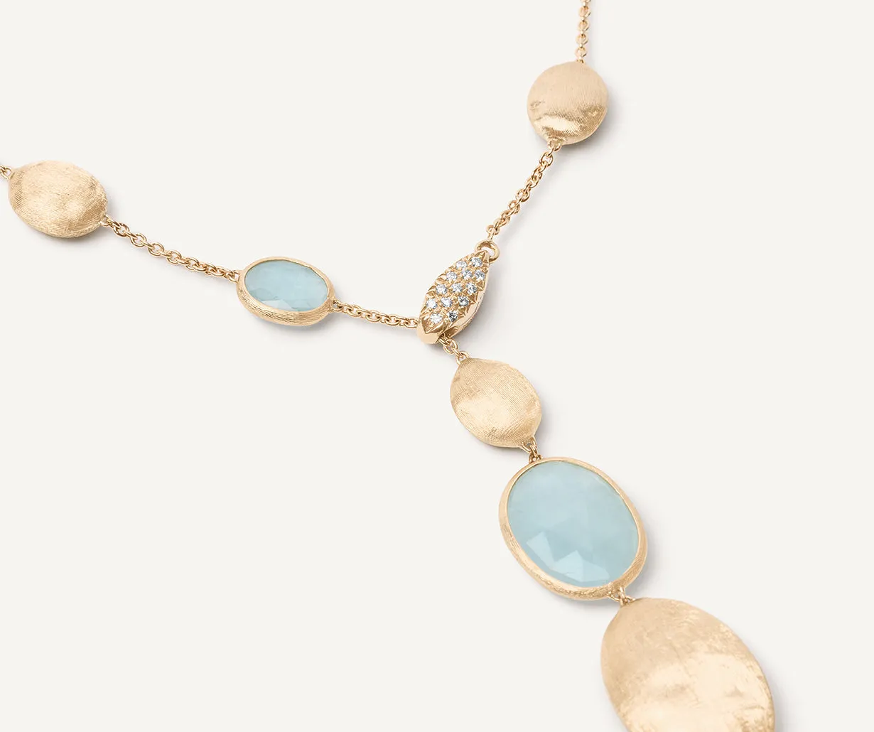 18K Yellow Gold Aquamarine & Gold Lariat