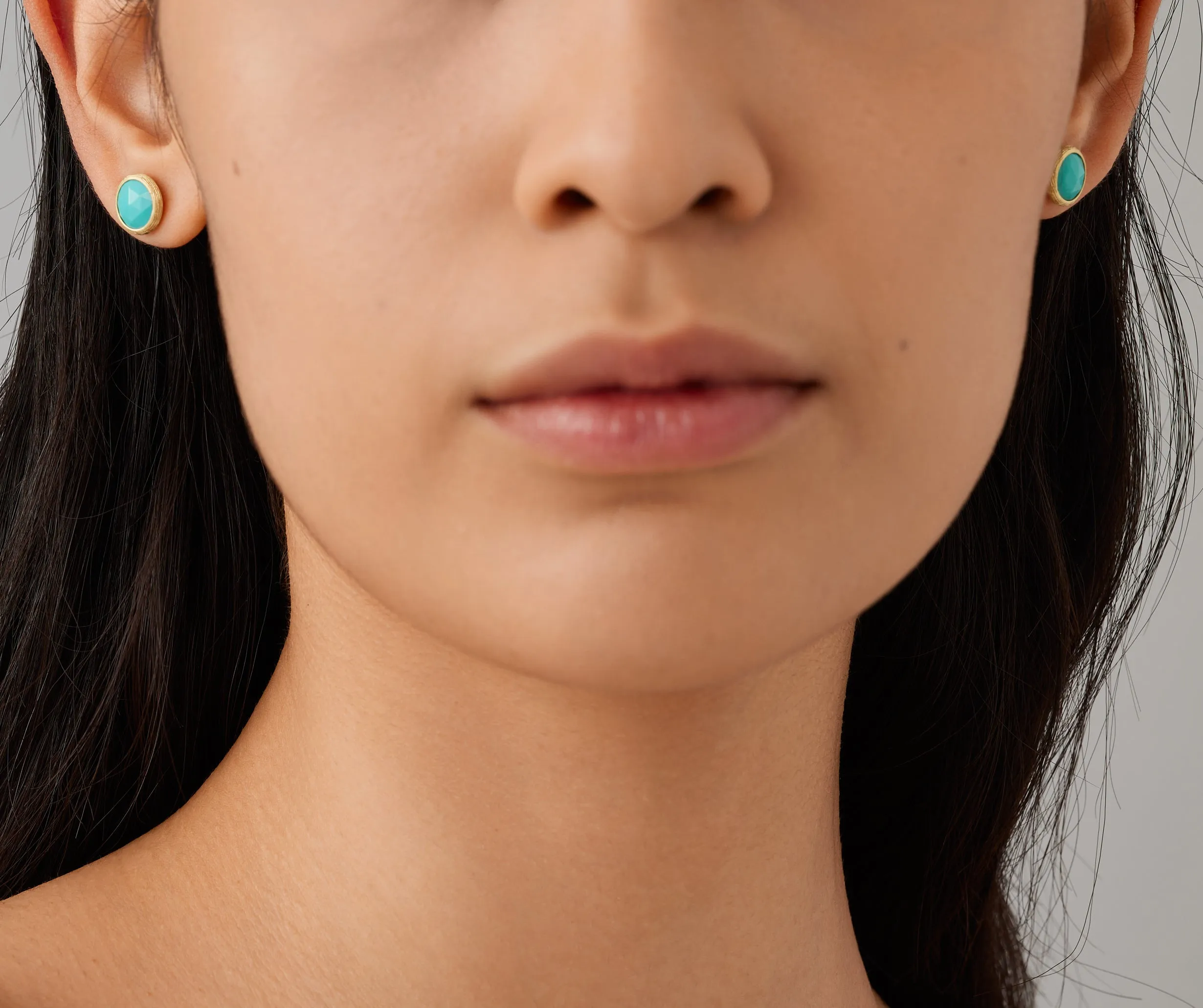 18K Yellow Gold Gemstone Stud Earrings