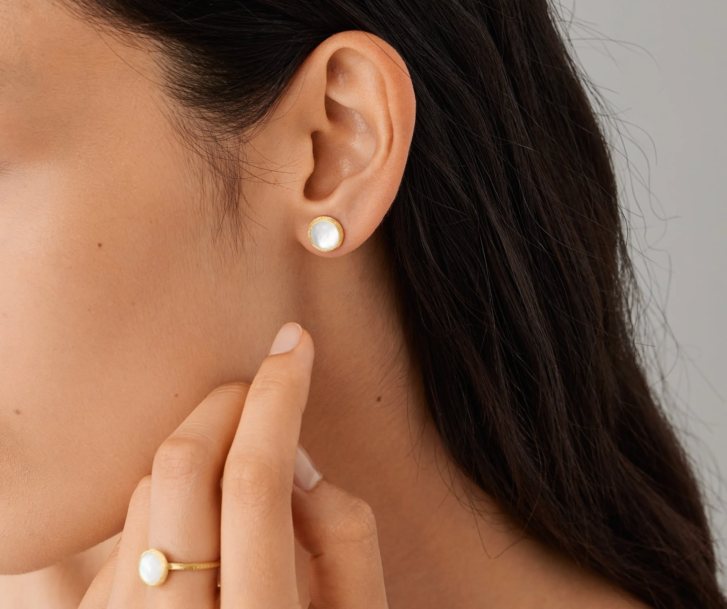 18K Yellow Gold Gemstone Stud Earrings