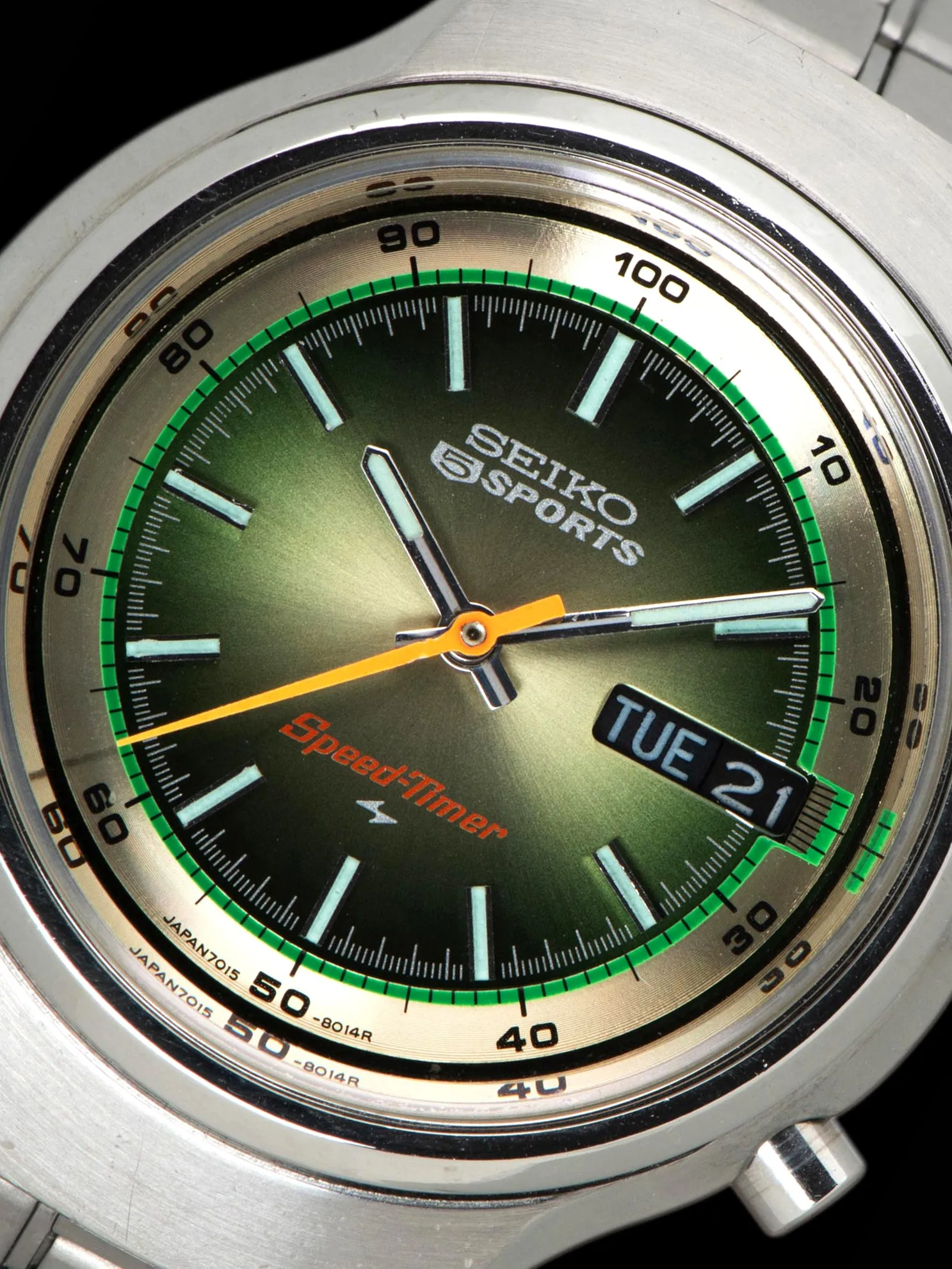 1975 Seiko 5 Sports Speedtimer Flyback Chronograph (Ref. 7015-8000) Green "Fume" Dial