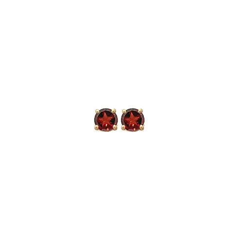3.09 Cts of 9 mm AA Texas Star Garnet Stud Earrings in 14K Yellow Gold