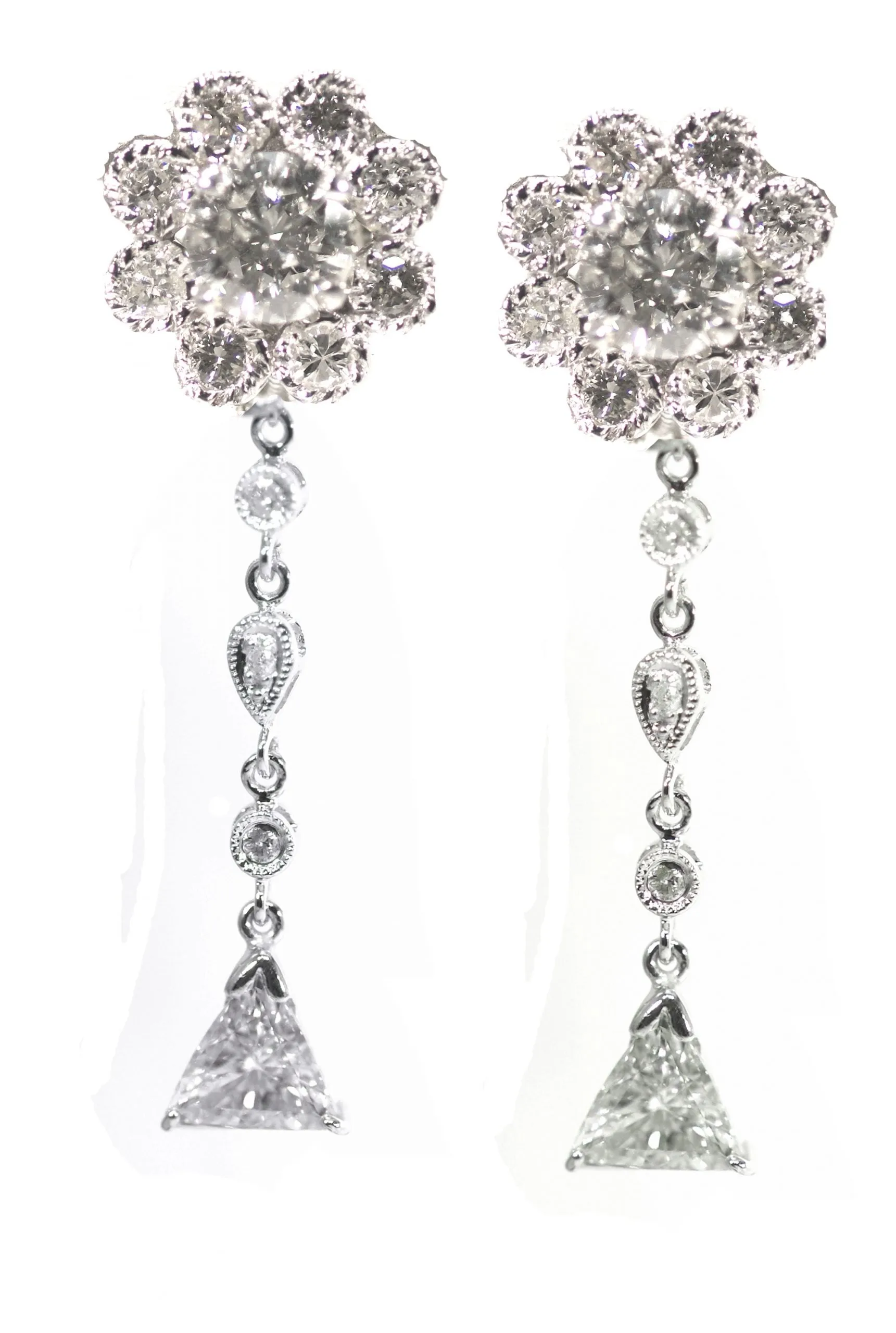 ~3.56cttw. Diamond Flower Studs
