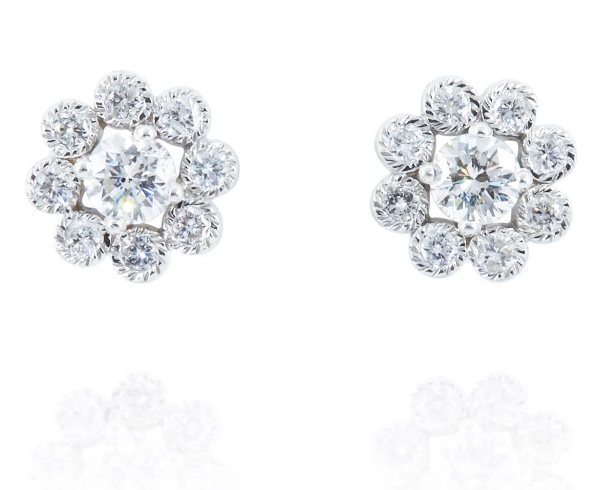 ~3.56cttw. Diamond Flower Studs