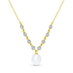 5 Carat 14K Solid Yellow Gold Necklace Natural Aquamarine Pearl