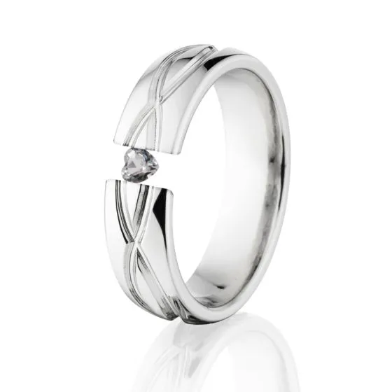 6mm Infinity, Heart Gem, Titanium Ring