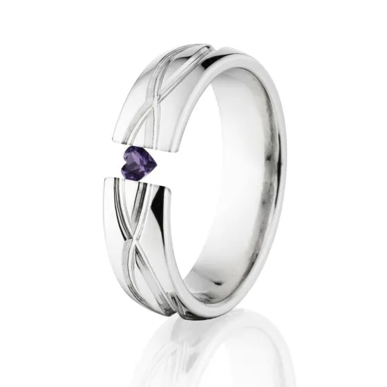 6mm Infinity, Heart Gem, Titanium Ring