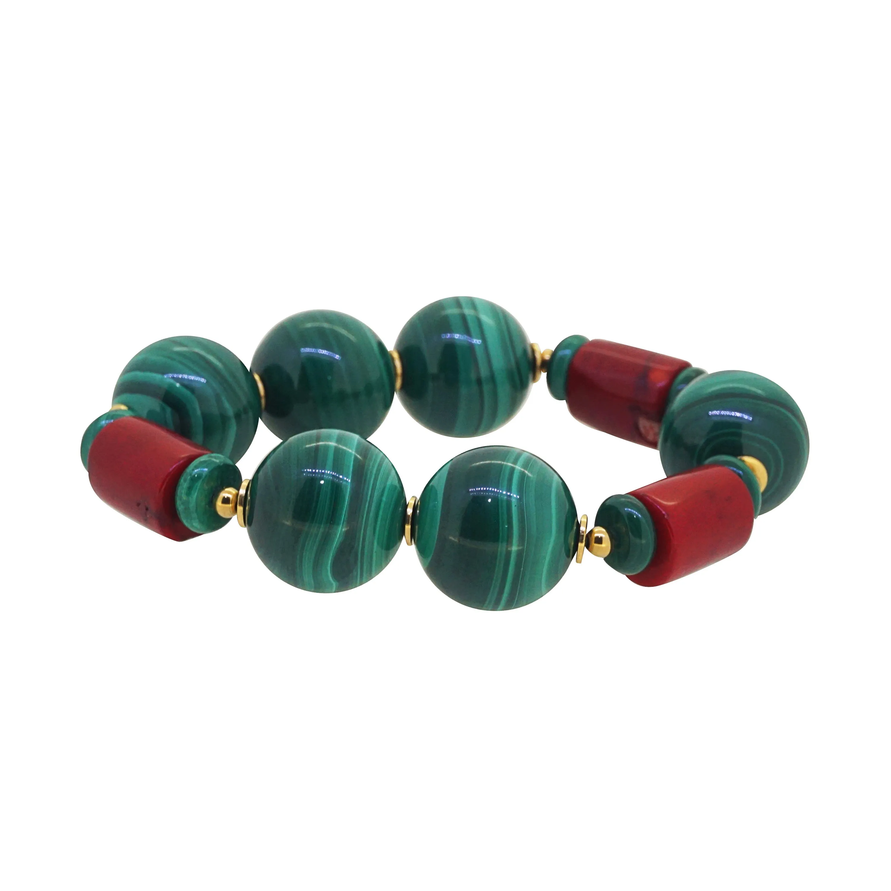 AA-Grade Malachite 20mm and Red Coral