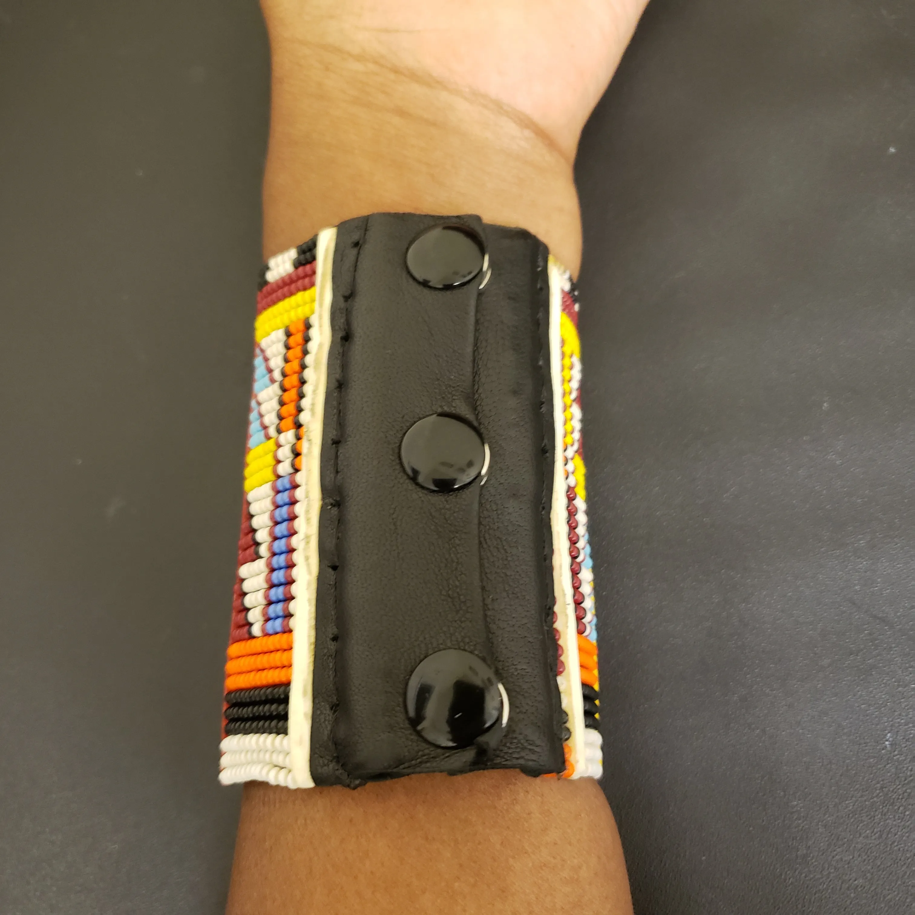 African Maasai Cuff - Multicolored Maasai Beadwork