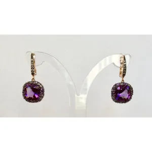 Amethyst, Purple Sapphire and Diamond Earrings