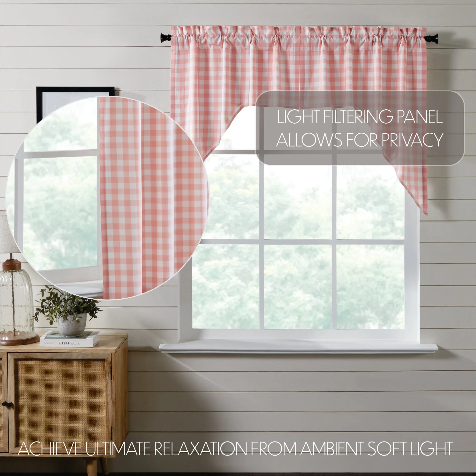 Annie Buffalo Coral Check Swag Set of 2 36x36x16