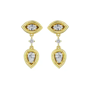Antique Amulet Marquise and Pear Drop Earrings