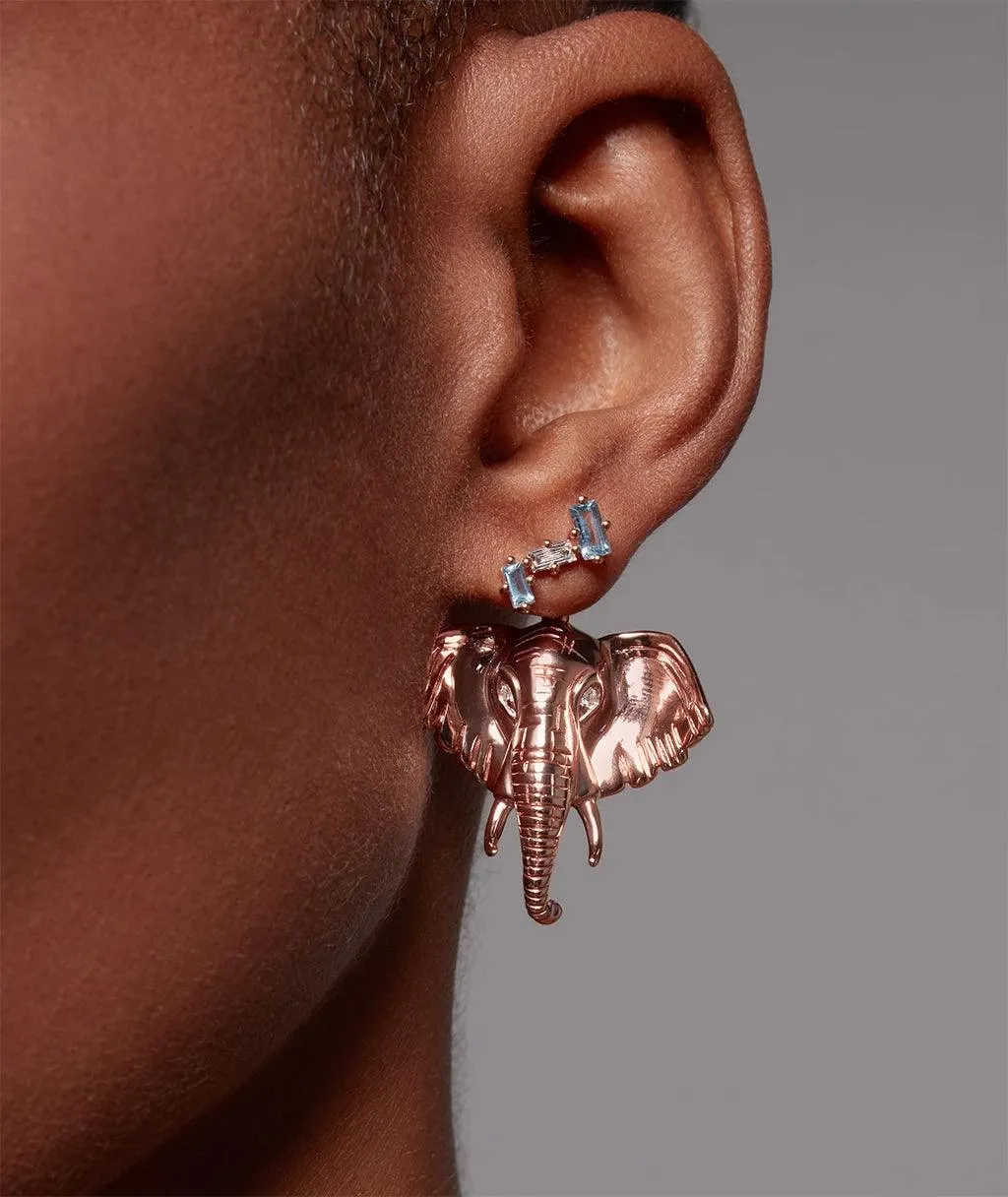Aquamarine & Natural Diamond Cluster Tri-Stud