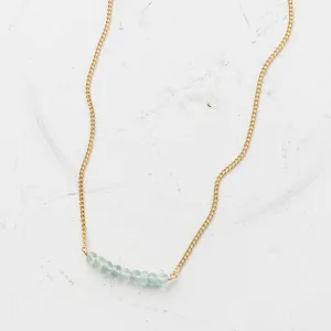 Aquamarine Arch Necklace on Gold Curb Chain