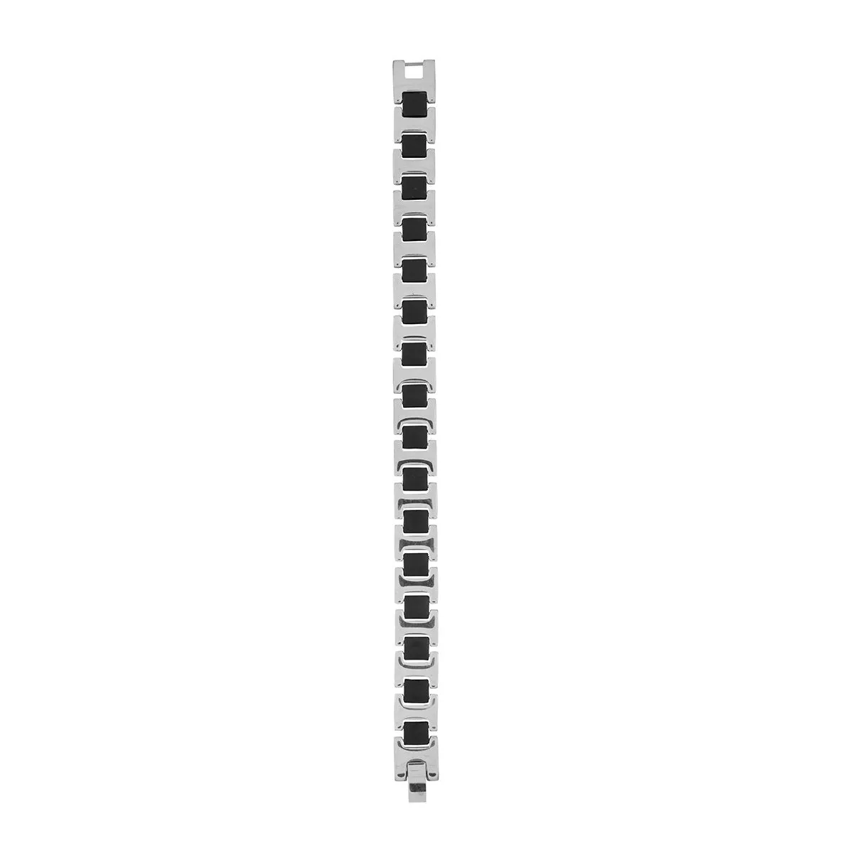Black Fibre Links Silver 316L Surgical Stainless Steel Bracelet Men