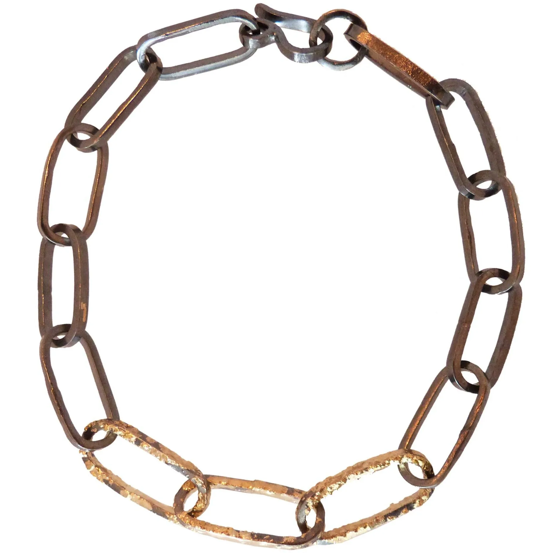 Black   Gold Chain Bracelet - 22k/18k gold, Oxidized Silver