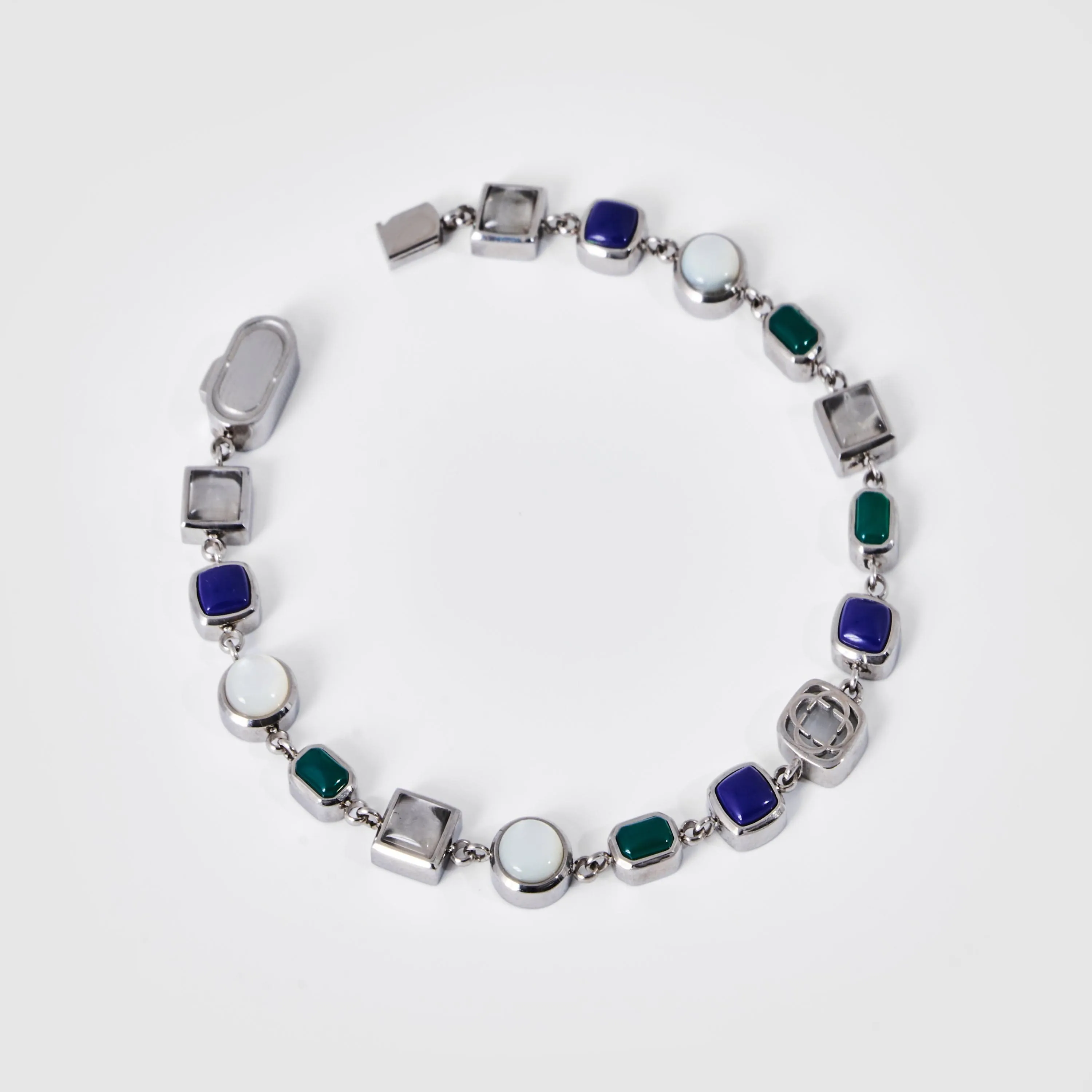 Blue Crystal Gemstone Bracelet (Silver)