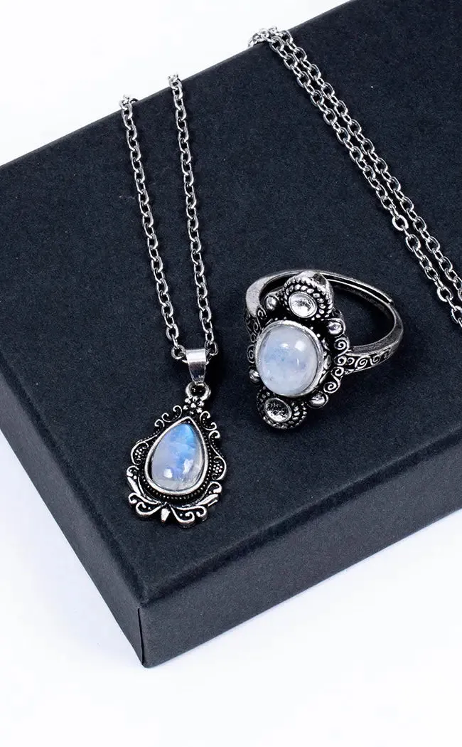 Blue Moonstone Stainless Steel Ring