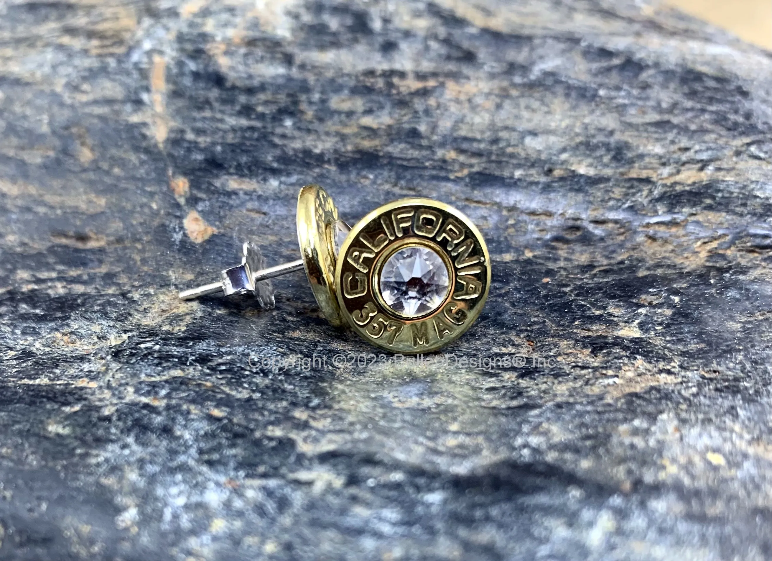 Bullet Stud Earrings, California 357 Mag Brass Bullet Stud Earrings , Sterling Silver Stud Earrings